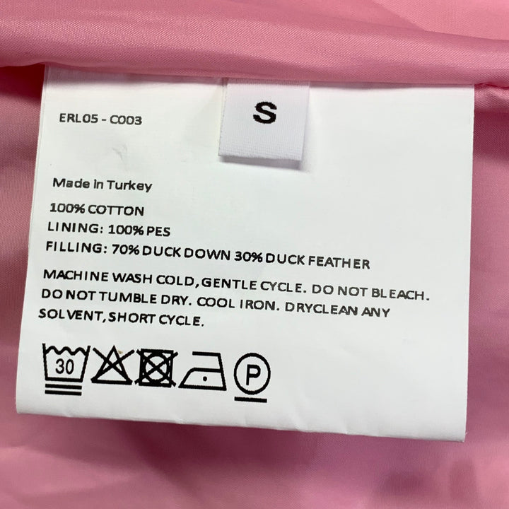 ERL Size S Pink Orange Quilted Sunset Cotton Zip Snaps PufferJacket