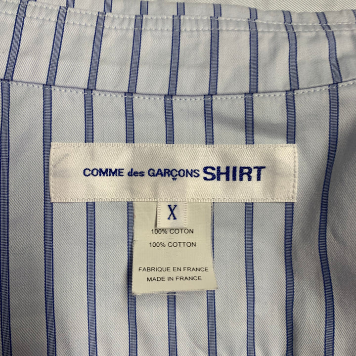 COMME des GARCONS SHIRT Size XL Light Blue Stripe Cotton Long Sleeve Shirt