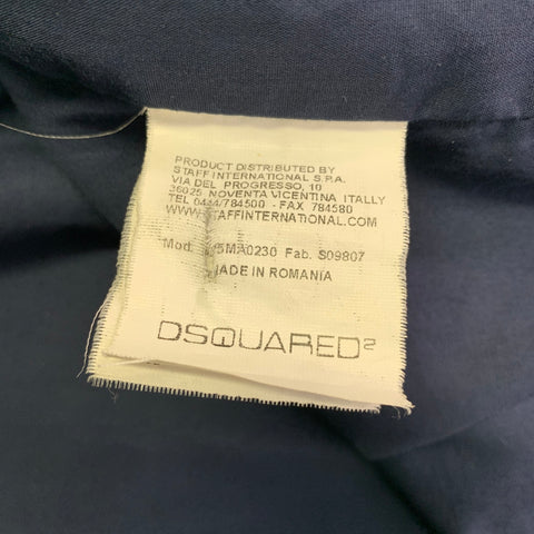 Blouson DSQUARED2 en cuir d'agneau noir avec bordures en maille et double fermeture éclair, taille 38
