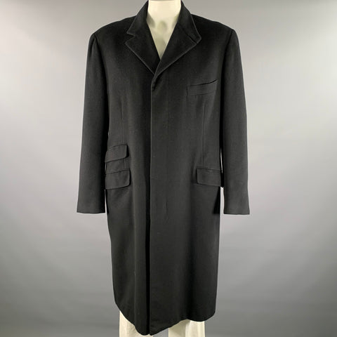 HERMES Size XXL Black Cashmere Trench Coat