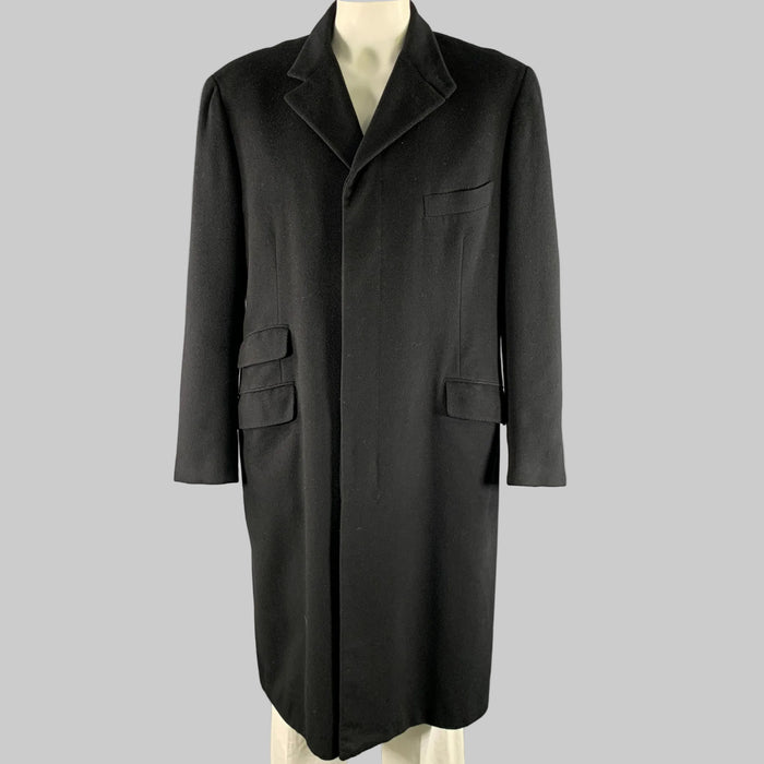 HERMES Size XXL Black Cashmere Trench Coat