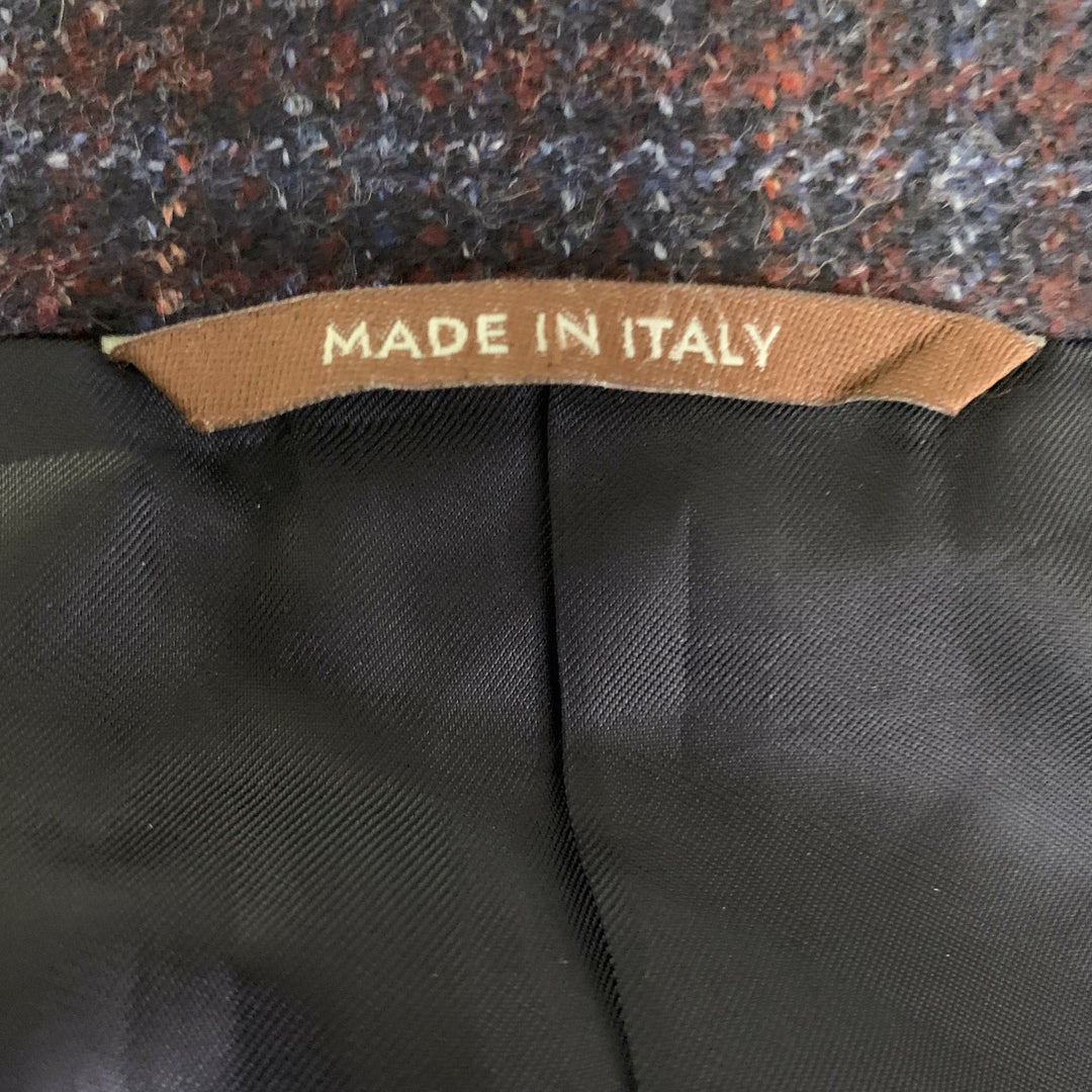 CANALI Size 42 Navy Brown Plaid Wool Notch Lapel Sport Coat