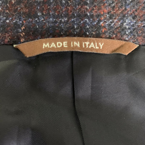 CANALI Size 42 Navy Brown Plaid Wool Notch Lapel Sport Coat