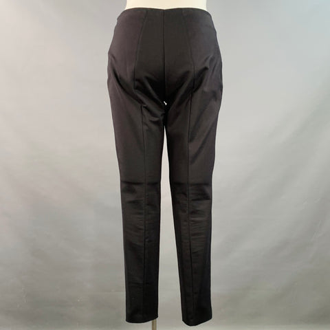 AKRIS Size 12 Black Cotton Blend Tapered Side Zipper Dress Pants