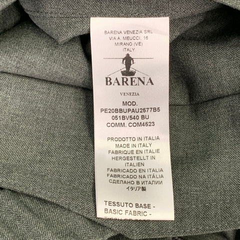 Pantalon décontracté BARENA vert olive en polyester et laine vierge, taille 34, fuselé, avec cordon de serrage