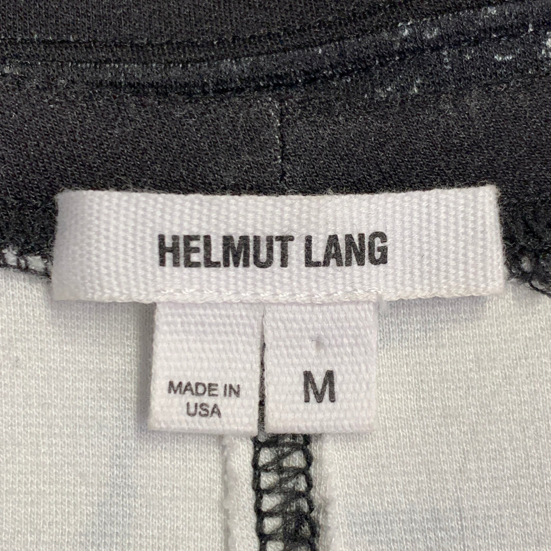 HELMUT LANG Size M Black White Abstract Print Viscose Blend Contrast Trim Crew Neck Pullover