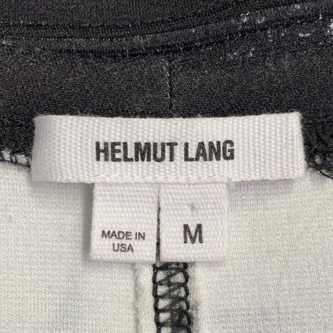 HELMUT LANG Size M Black White Abstract Print Viscose Blend Contrast Trim Crew Neck Pullover