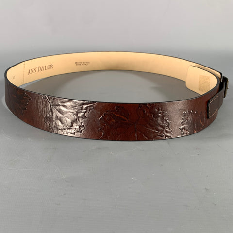 ANN TAYLOR Size XL Brown Mahagony Leaves Leather Belt