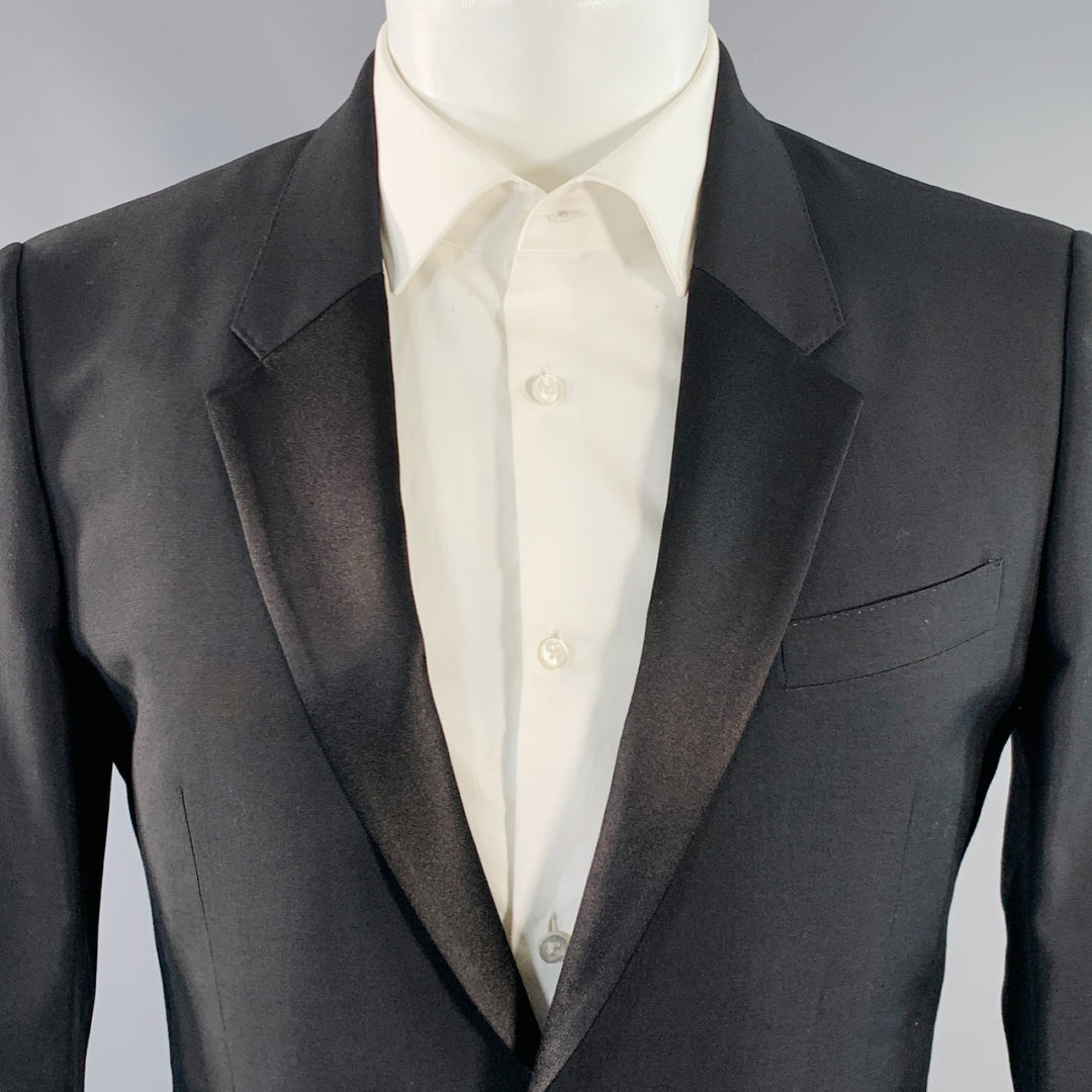 BURBERRY PRORSUM Size 38 Black Wool Mohair Silk Tuxedo Sport Coat