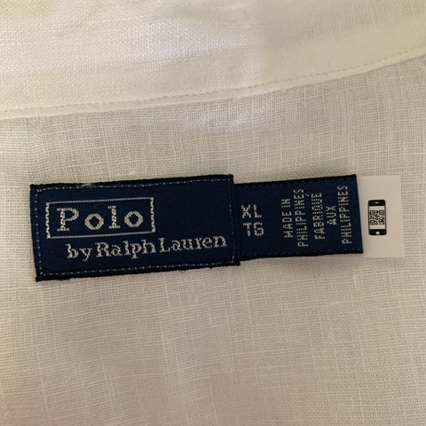 RALPH LAUREN Size XL White Linen Pull On Shirt