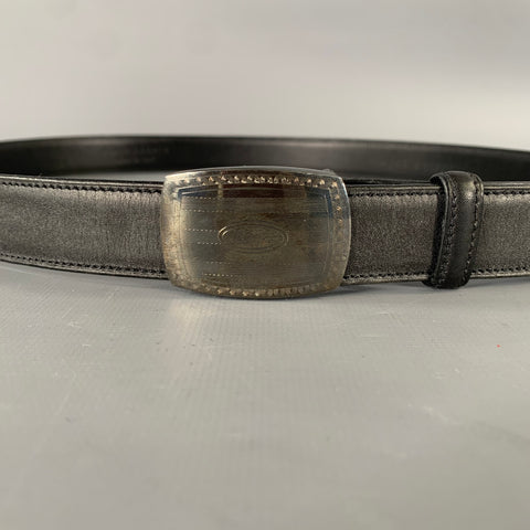 RALPH LAUREN Size 36 Black Leather Sterling Silver Belt
