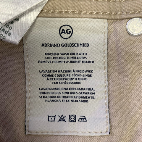 ADRIANO GOLDSCHMIED Size 34 Cream Contrast Stitch Cotton Blend Casual Pants