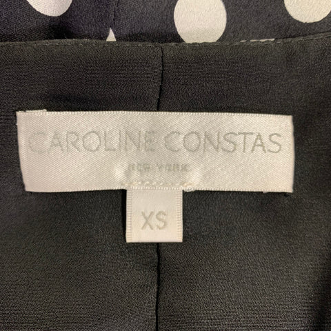 CAROLINE CONSTAS Size XS Black White Silk Blend Polka Dot Dress