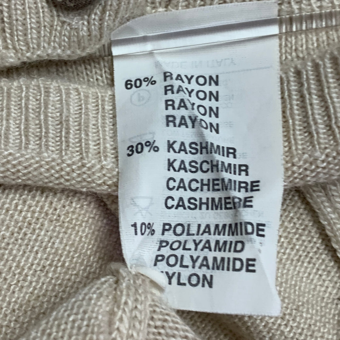 BLUMARINE Size 6 Beige Multi Color Rayon Cashmere Blend Beaded Cardigan Set