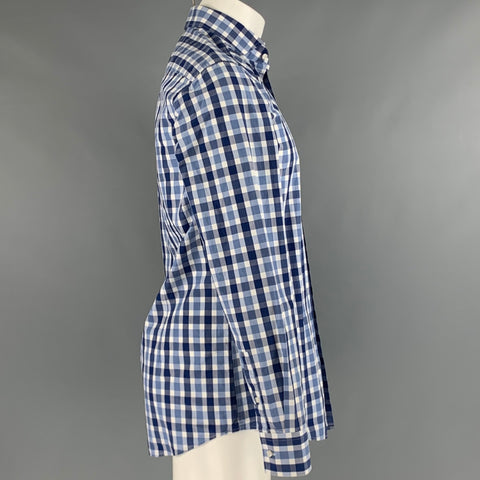 HUGO BOSS Size M Blue White Plaid Cotton Long Sleeve Shirt