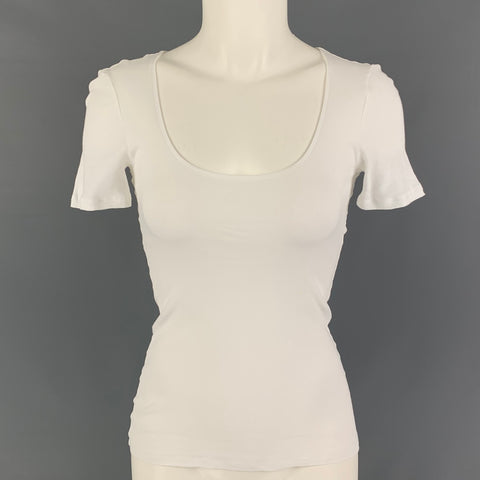 HANRO Size XS White Cotton T Shirt Casual Top