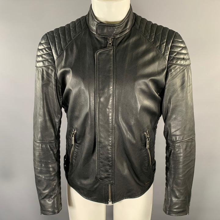 SCOTCH AND SODA Size M Black Leather Moto Racer Jacket