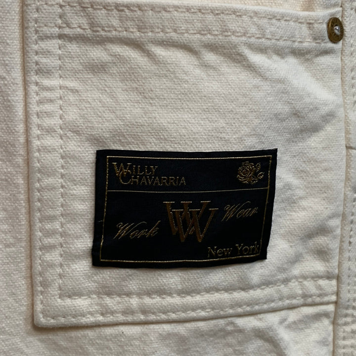 WILLY CHAVARRIA Size 26 Off White Cotton Baggy Cropped Carpenter Casual Pants