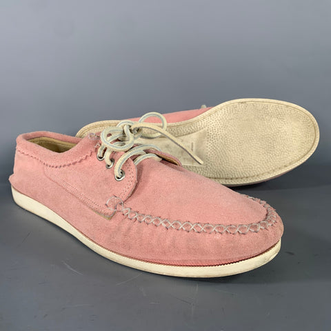 QUODDY Size 10 Pink Distressed Suede Yacht Lace Up Shoes