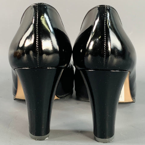 BOTTEGA VENETA Size 9 Black Gold Patent Leather Buckle Pumps