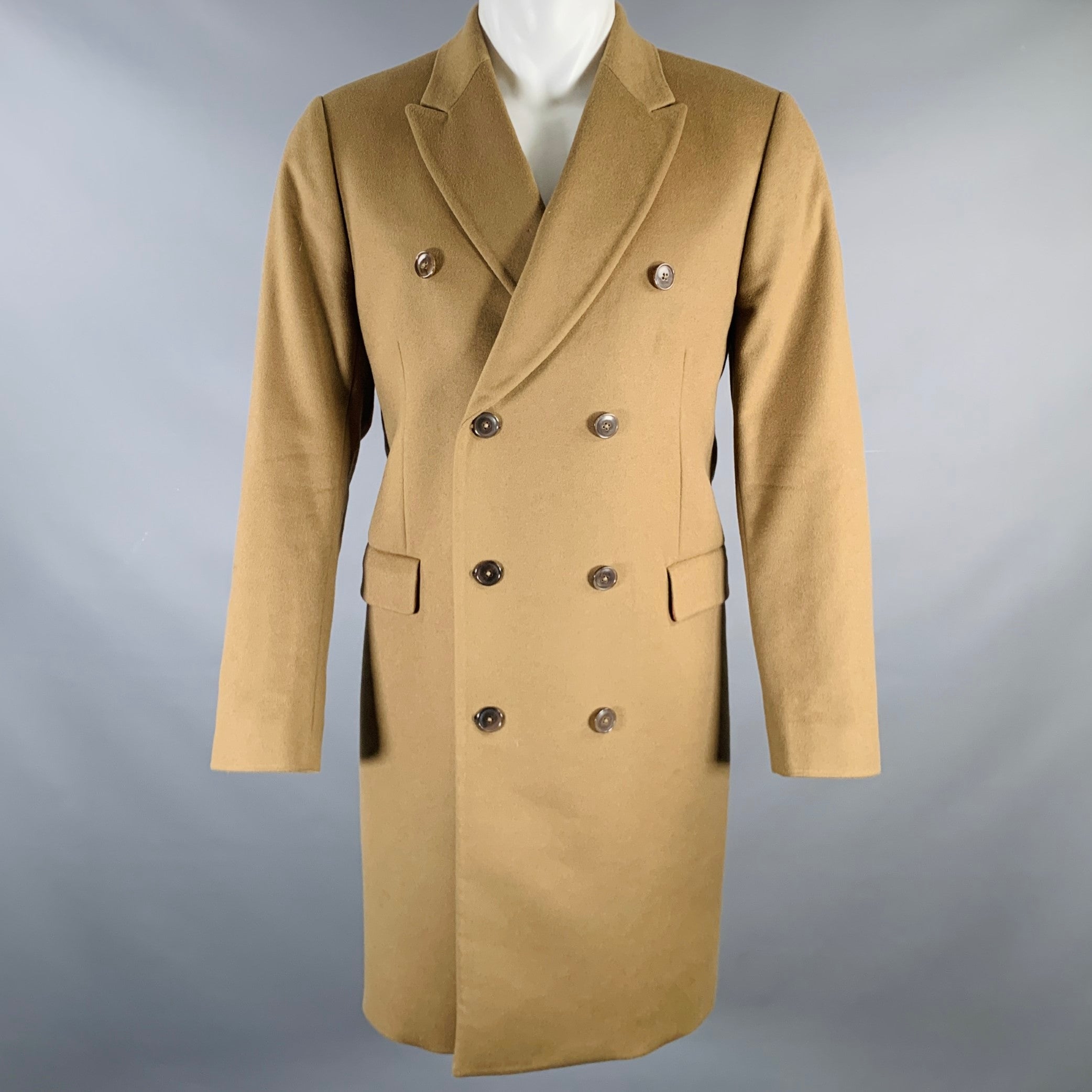 PAUL SMITH Size 40 Taupe Wool Cashmere Peak Lapel Coat Sui Generis Designer Consignment