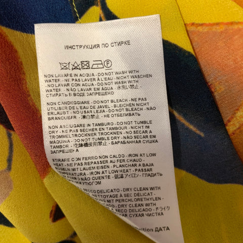 ETRO Size M Yellow Floral Silk Short Sleeve Shirt
