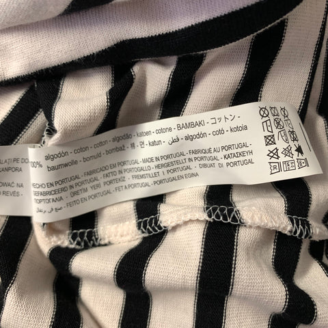 ZARA Size L White Black Stripe Cotton Crew Neck Pullover