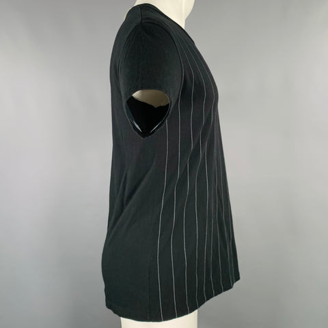 N.HOOLYWOOD Size 38 Black White Stripe Cotton One Pocket T-shirt