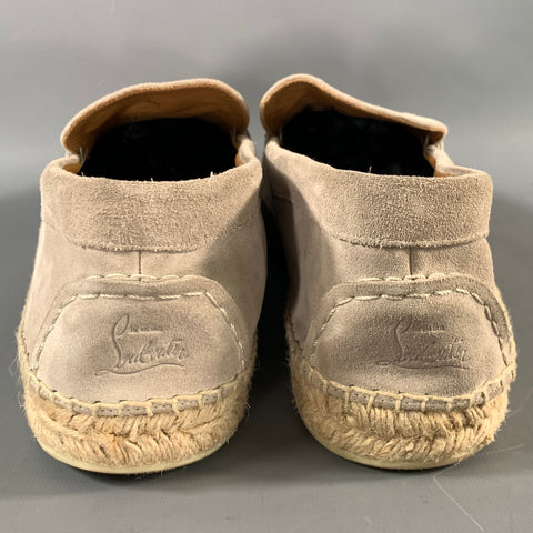 CHRISTIAN LOUBOUTIN Size 13 Grey Suede Espadrille Loafers