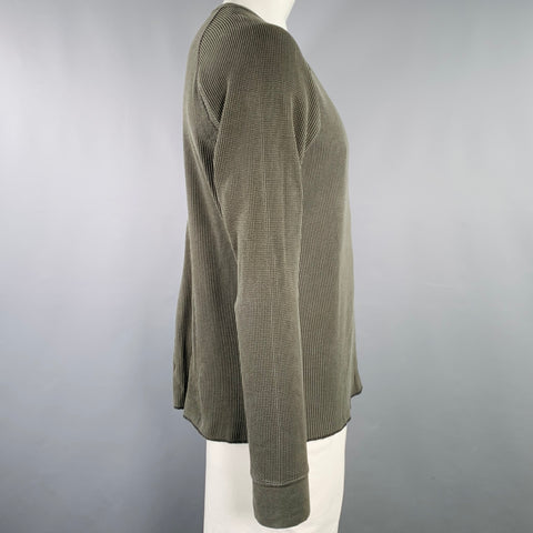 NUMBER (N)INE Size L Green Waffle Knit Cotton Crew Neck T-shirt