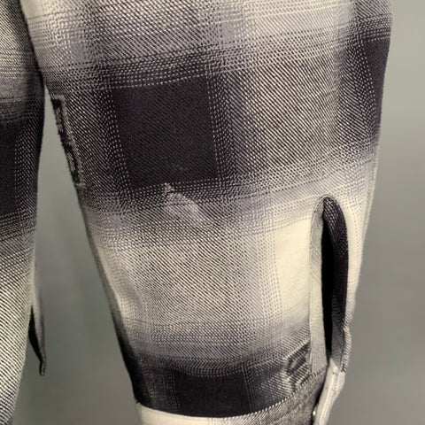 GIVENCHY Size M Black White Plaid Logo Cotton Zip Up Jacket