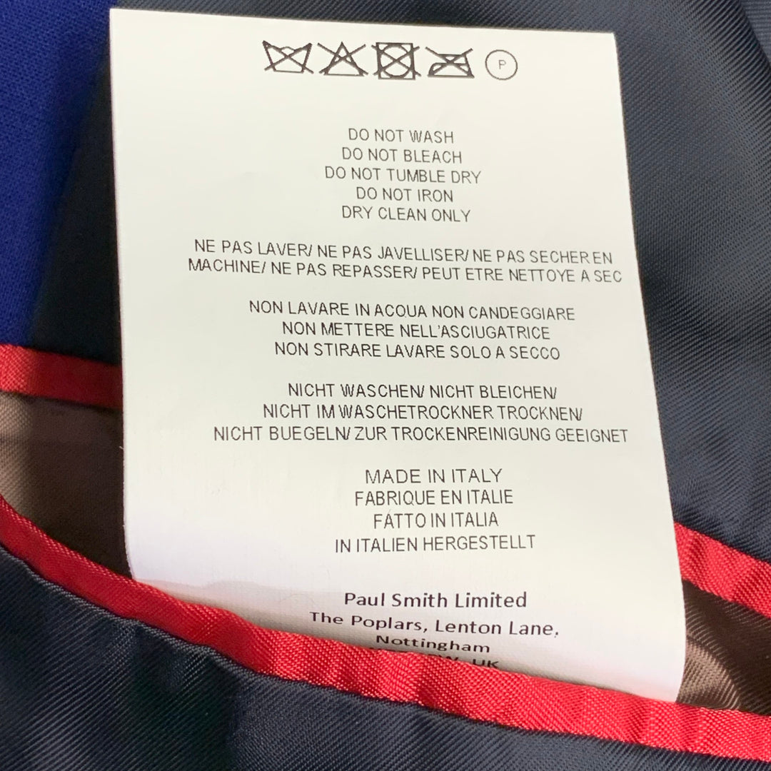 PAUL SMITH Size 42 Royal Blue Virgin Wool Blend Single Breasted Suit