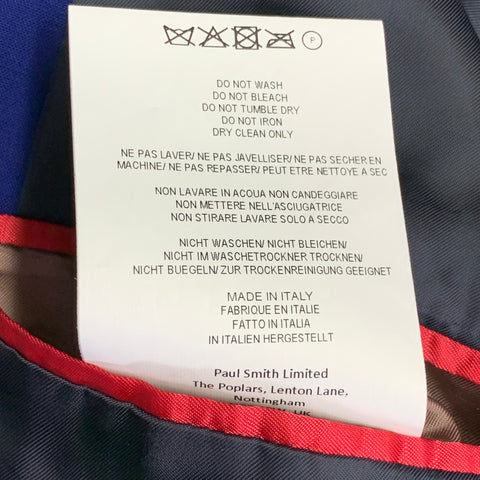 PAUL SMITH Size 42 Royal Blue Virgin Wool Blend Single Breasted Suit