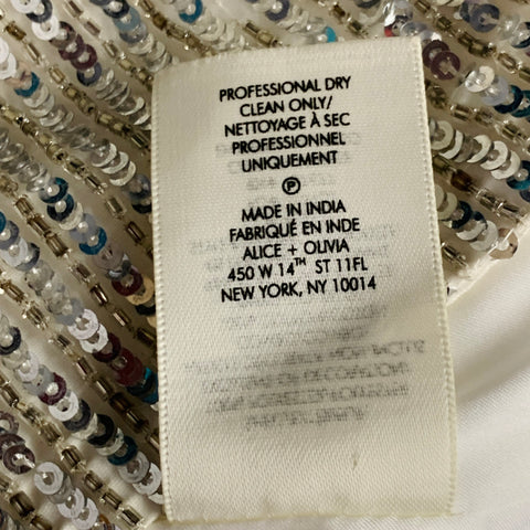 ALICE + OLIVIA Size S Silver Polyester Sequined Stripe Jacket Blazer
