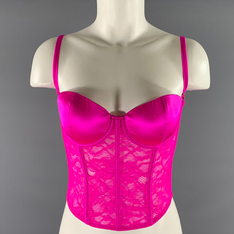 FLEUR DU MAL Size M Pink Fuchsia Polyamide Blend Lace Bustier Top
