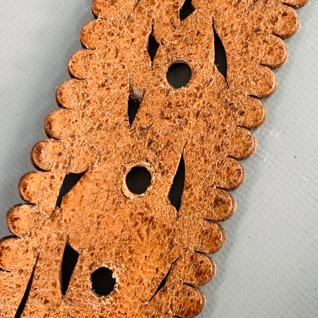 RALPH LAUREN Size M Brown Embossed Lasercut Floral Leather Western Belt