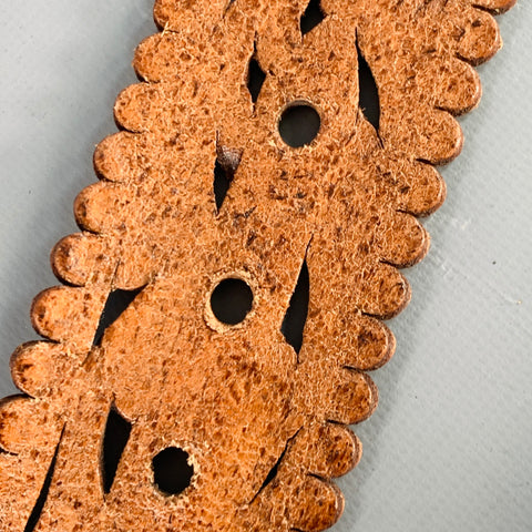 RALPH LAUREN Size M Brown Embossed Lasercut Floral Leather Western Belt