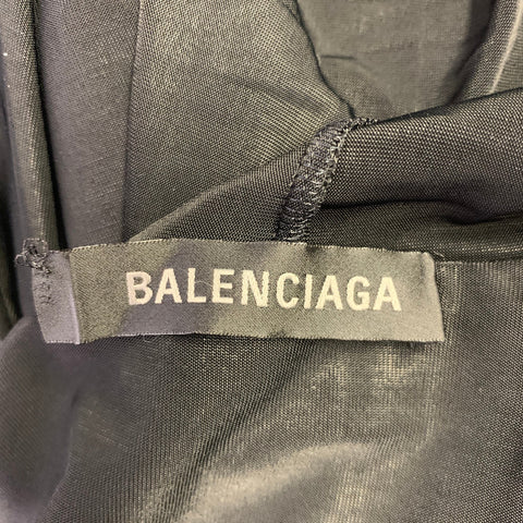 BALENCIAGA Size 4 Black Viscose Blend Draped Long Sleeve Cocktail Dress