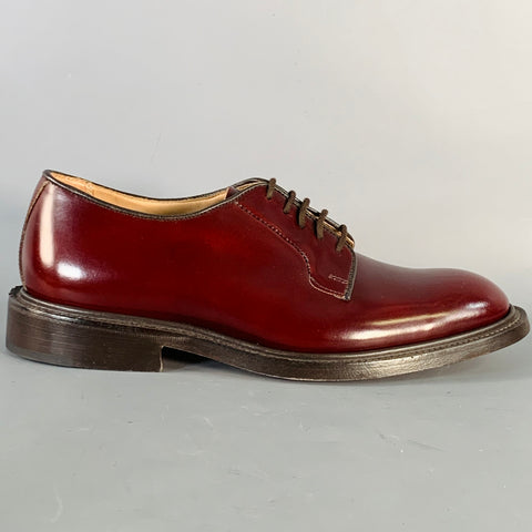 TRICKER'S Size 8 Robert Burgundy Bookbinder Leather Derby Lace-Up Shoes