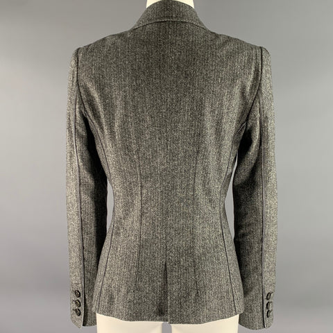 DOLCE & GABBANA Size 8 Grey Black Wool Blend Stripe Blazer