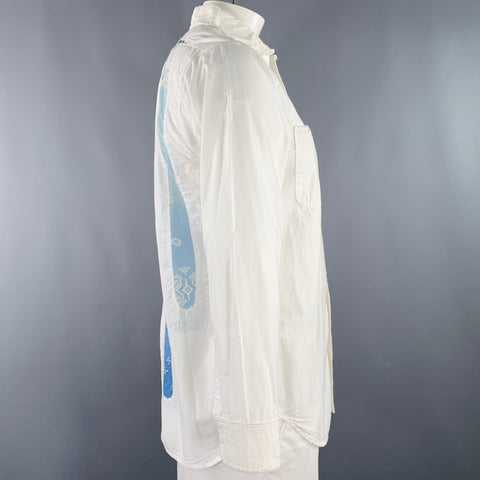 KAPITAL KOUNTRY SS21 Size L White Blue Patchwork Cotton Embroidered Long Sleeve Shirt