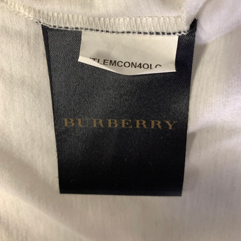 BURBERRY Size M White Ruffled Cotton Henley T shirt