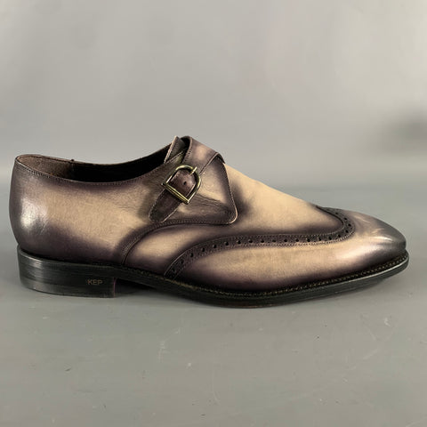 KLEIN EPSTEIN & PARKER Size 12 Grey White Distressed Patent Leather Loafers