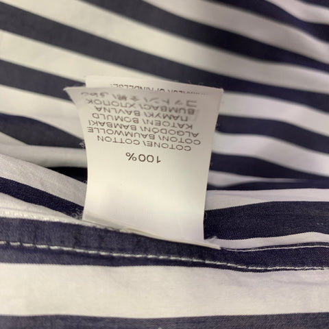 BRUNELLO CUCINELLI Size XXL Navy White Stripe Cotton Button Up Long Sleeve Shirt