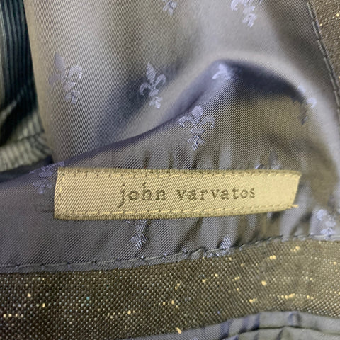 JOHN VARVATOS Size 40 Navy White Virgin Wool Blend Suit