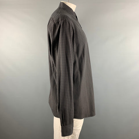 RALPH LAUREN Size XL Black Taupe Checkered Cotton One pocket Long Sleeve Shirt