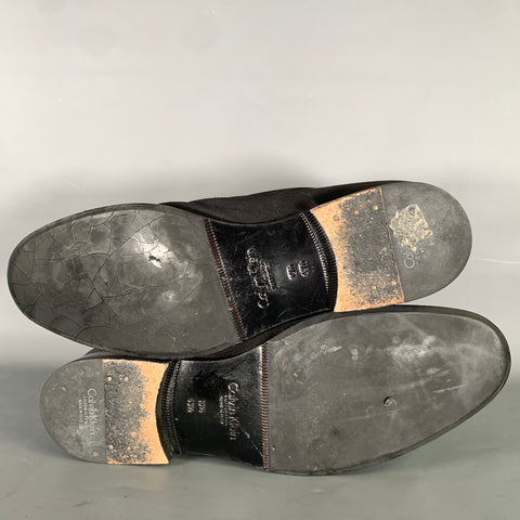 CALVIN KLEIN COLLECTION Size 10 5 Black Satin Lace Lace Up Shoes