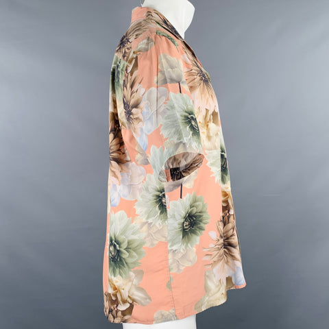 PRESIDENT's Size M Rangi Pink Green Floral Cotton One pocket Short Sleeve Shirt