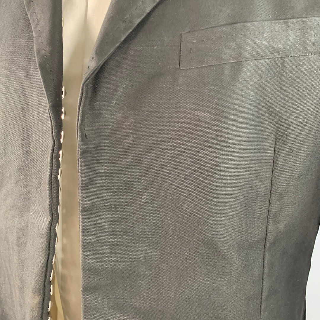 DSQUARED2 Size 40 Black Studded Cotton Blend Studded Notch Lapel Open Front Sport Coat