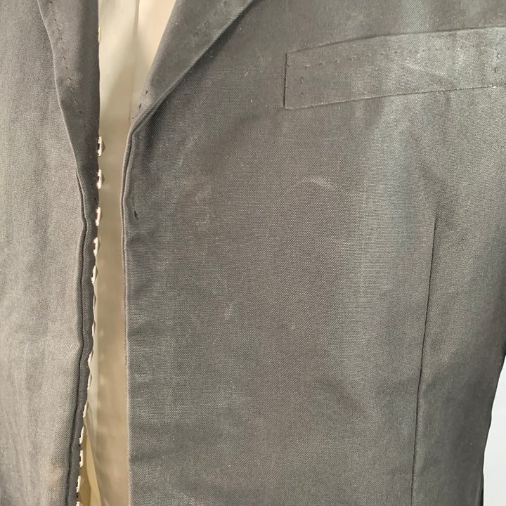 DSQUARED2 Size 40 Black Studded Cotton Blend Studded Notch Lapel Open Front Sport Coat